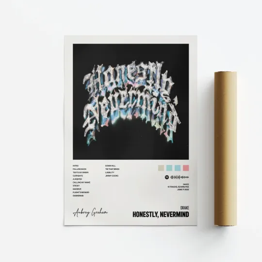 Discover Drake Honestly Nevermind Album Art Poster Vertical Print Music Tracklist