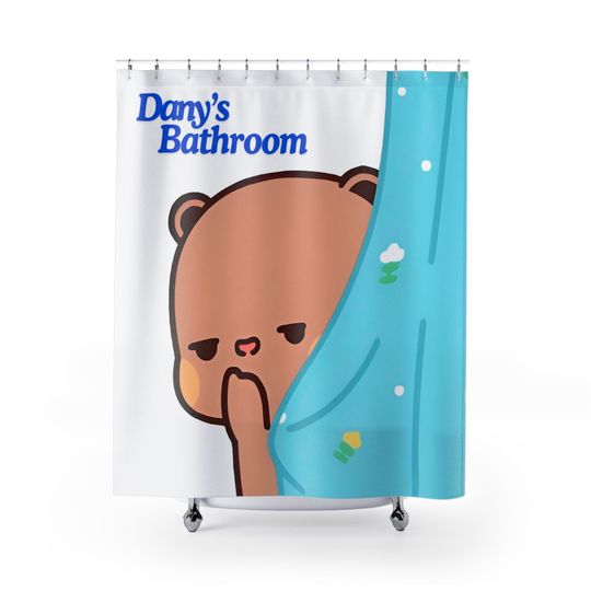 Discover CUSTOM Name Bubu Dudu Shower Curtains Cute Couple Kawaii Panda Bear hug Bathroom Decoration Kid's bathroom