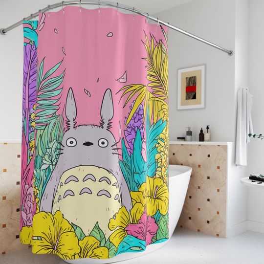 Discover Totoro Shower Curtain, Fabric, Ghibli Home Decor, Totoro Bath Decor, Anime Kawaii Bathroom, Mononoke, Spirited Away, Totoro home restroom