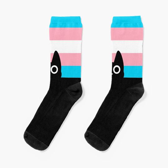 Discover black cat and trans flag Socks