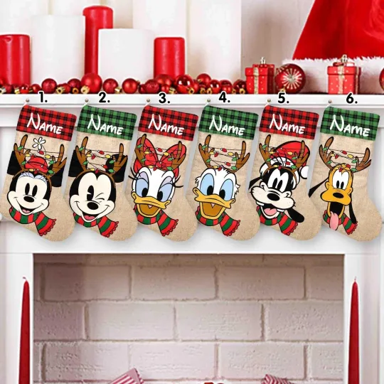Discover Personalized Mickey Mouse Christmas Stocking, Mickey Mouse Friends Stocking Gift