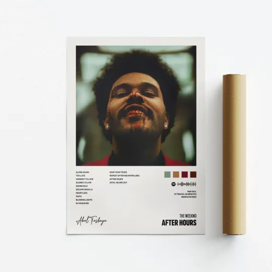 Weeknds After Hours Album Art Poster, Music Tracklist, Vertical Premium Matte Poster