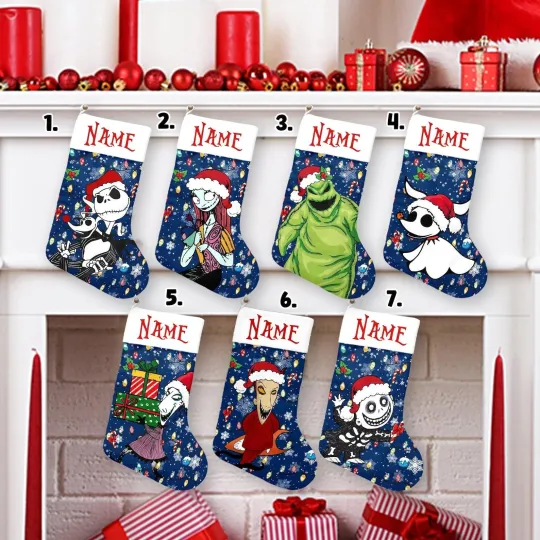 Personalized Jack Skellington Sally Christmas Stocking, The Nightmares Stocking