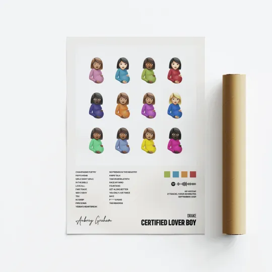 Discover Drake Certified Lover Boy Album Art Poster - Music Tracklist Print