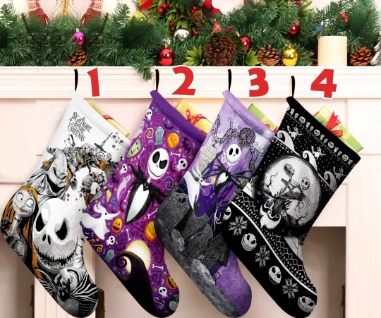 Personalized Jack Skellington Sally Christmas Stocking, The Nightmares Stocking