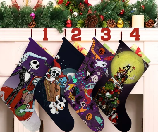 Personalized Jack Skellington Sally Christmas Stocking, The Nightmares Stocking