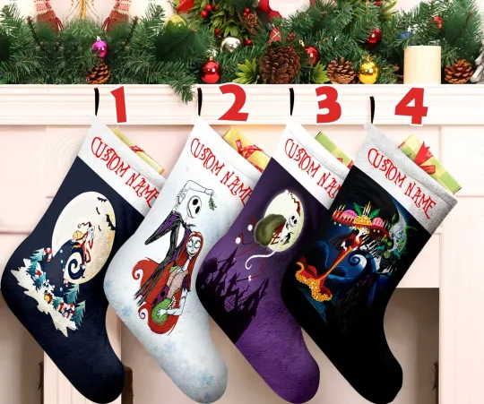 Personalized Jack Skellington Sally Christmas Stocking, The Nightmares Stocking
