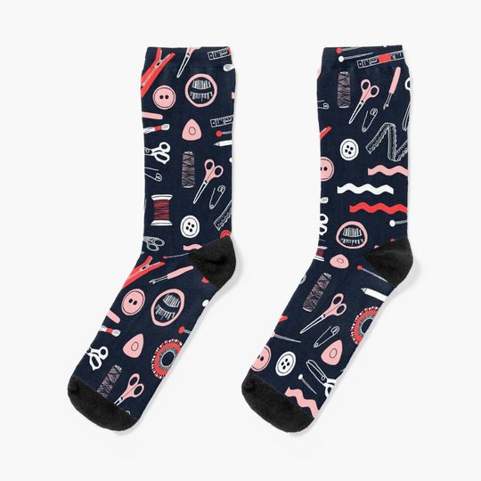 Discover Sewing Theme Print Socks