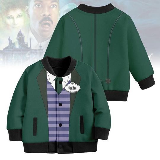 Discover Haunted Mansion Ghost Host Baseball Jacket, Disney Halloween Cosplay Kids Jacket, Haunted Mansion Costume Jacket, Halloween Jacket