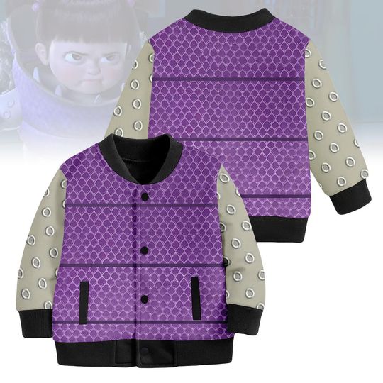Discover Monsters Inc Boo Costume Baseball Jacket, Boo Kids Cosplay Baseball Jacket, Pixar Halloween Outfit, Disney Monsters Inc Jacket
