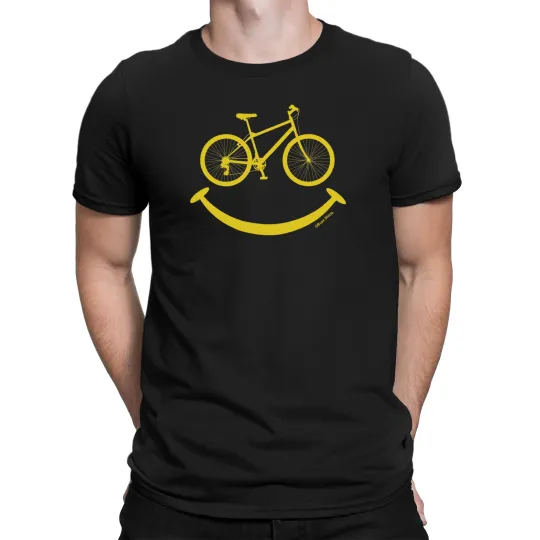 Discover Mens Happy Cycling Face T-Shirt Funny  Gift Bicycle Bike Cyclist Biking