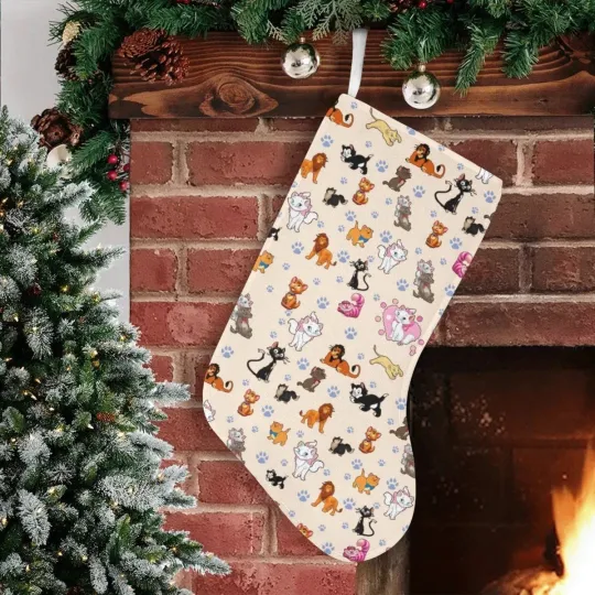 Discover Personalized Disney Cats Christmas Stocking, Stocking with Name Chimney Decor