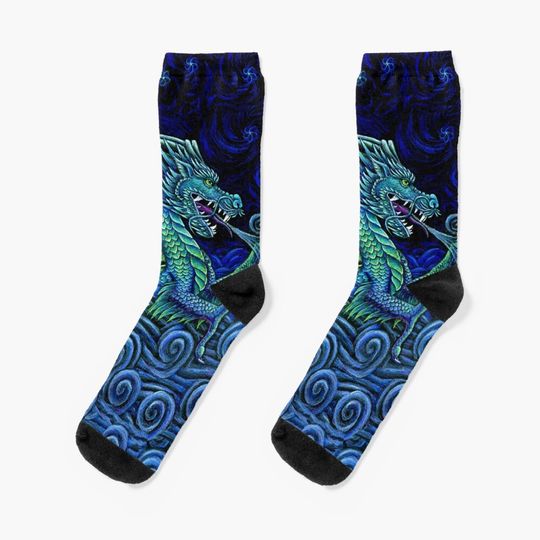 Discover Chinese Azure Dragon Socks