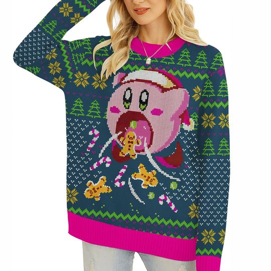 Merry Kirby Christmas Sweater, Kirby Ugly Christmas Sweater, Christmas Party 2025