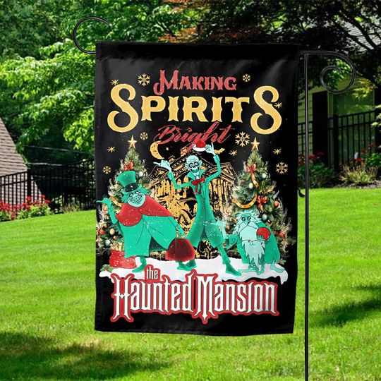 Discover Making Spirits Bright Haunted Mansion Garden Flag,Disneyland Christmas Flag,Hitchhiking Ghosts Flag,Mickey's Very Merry Xmas Party OGXM22