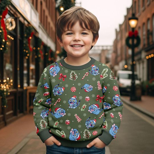 Derpy Tiger Ugly Christmas Sweater, Funny Holiday Sweatshirt, Cute Cartoon Tiger Xmas Gift for Kids, Christmas Neon Tiger Gift