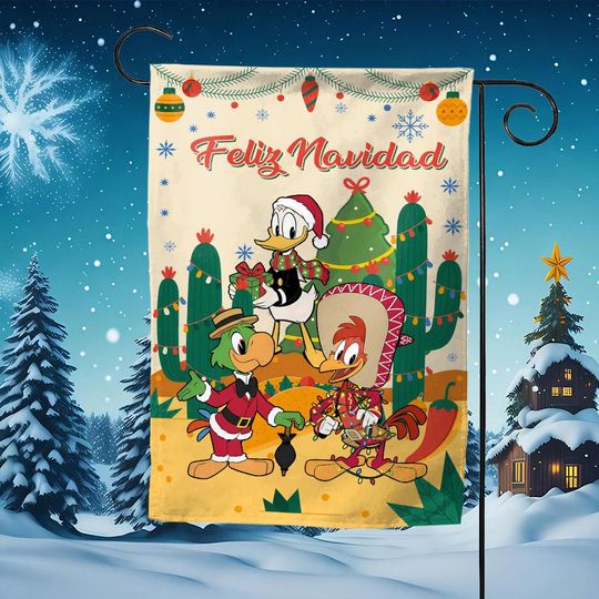 Discover Feliz Navidad The Three Caballeros Disney Christmas Flag  Holiday Yard Decor, Donald Duck Xmas Banner Gift OHW321