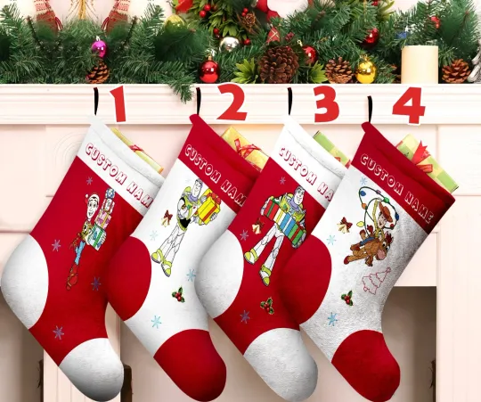 Personalized Buzz Lightyear Woody Christmas Stocking, Toy Story Stocking Gift