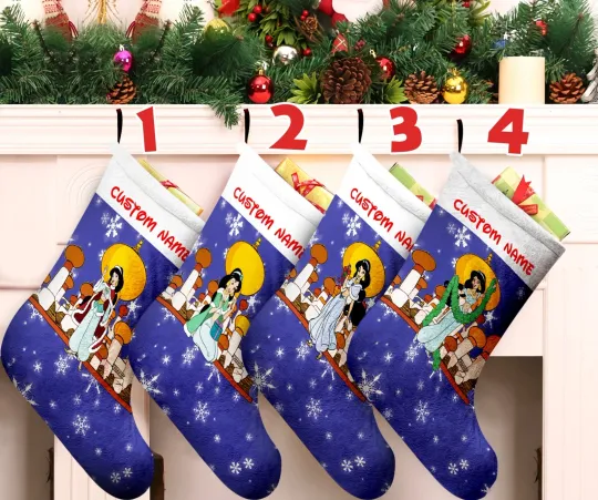 Discover Personalized Jasmine Princess Christmas Stocking, Aladdin Christmas Stocking Gift