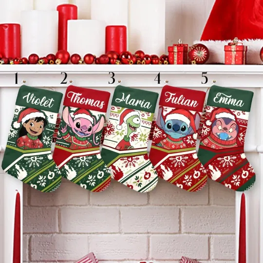 Discover Personalized Stitch Christmas Stocking, Lilo & Stitch Stocking Chimney Decor