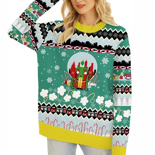 Buddy The Elf Ugly Christmas Sweatshirt | Buddy Hobbs Elf Christmas Movie Ugly Sweater