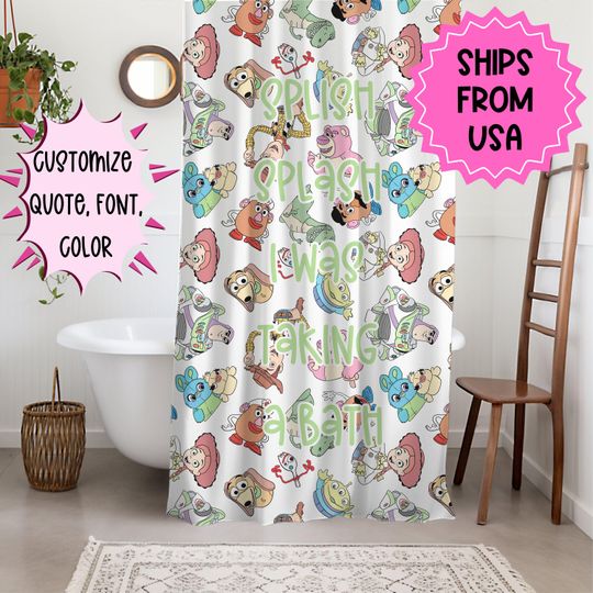 Discover Personalized Toy Story Shower Curtain, disney bathroom accessories, disney decor, disney shower curtain, kids bathroom decor