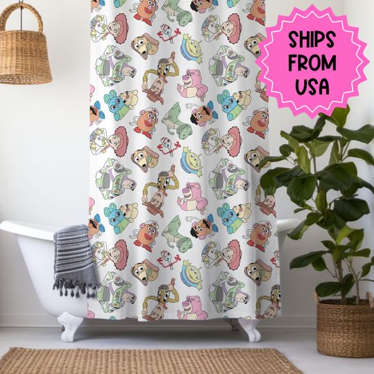 Discover Personalized Toy Story Shower Curtain, disney bathroom accessories, disney decor, disney shower curtain, kids bathroom decor