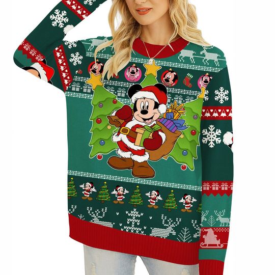 Discover Mickey Santa Claus Ugly Christmas Sweater, Mickey and Minnie Christmas Sweater, Disneyland Christmas, Christmas Gifts, Christmas Vacation