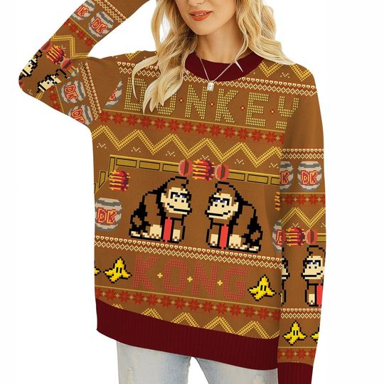 Donkey Kong Ugly Christmas Sweater, Donkey Kong Super Mario Ugly Sweater