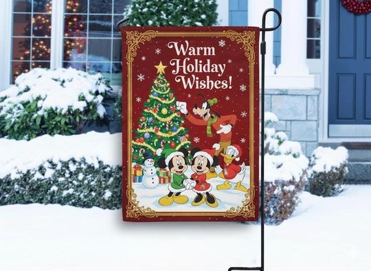 Discover Disney Christmas Garden Flag, Mickey Mouse Christmas Decor Flag, Minnie Mouse, Donald Duck, and Goofy Disney Christmas Flag  AXIP24