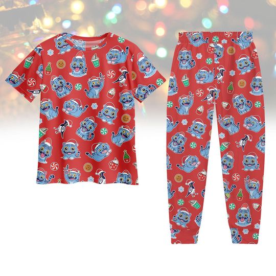 Discover Demon Hunter Tiger Costume Pjs, Blue Tiger and Bird Christmas Pajamas, Kp0p Tiger Tshirt Pants, Xmas Holiday Pajamas, Cute Bear Gift