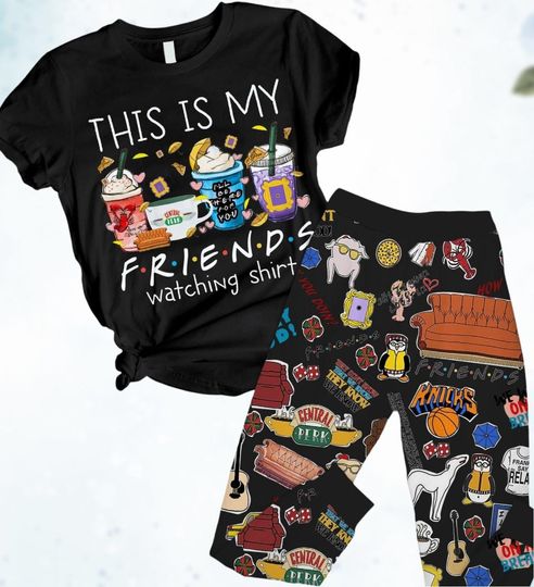 Halloween Friends Shirt Pants Set, This Is My Friends Pjs, Friends TV Series Pjs, Chandler Bing Friends Pajamas, Halloween Pjs
