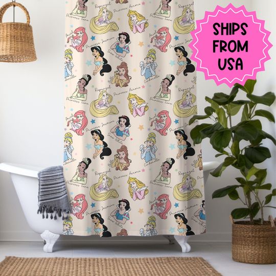 Discover Personalized Princess Shower Curtain, disney bathroom accessories, Kids bathroom decor, disney decor, disney shower curtain