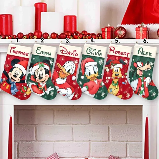 Discover Personalized Mickey Mouse Christmas Stocking, Mickey Mouse Friends Stocking Gift