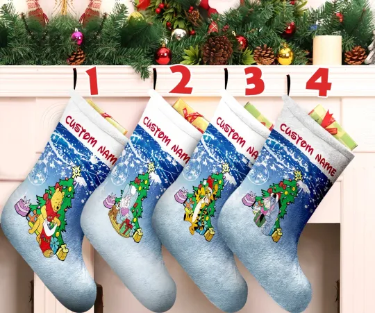 Discover Personalized Winnie the Pooh Christmas Stocking, Pooh Friends Chimney Stocking