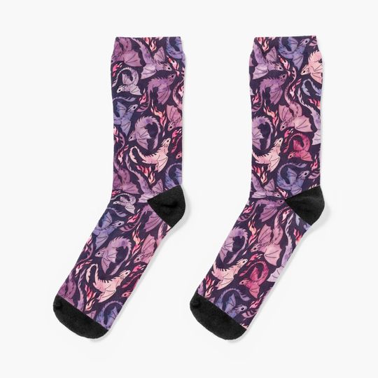 Discover Dragon fire dark pink & purple Socks