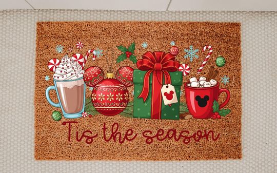 Discover Tis the Season Christmas Doormat, Mickey Christmas Decor Mat, Christmas Doormat, Holiday Doormat, Christmas Porch Decor, Coir Mat