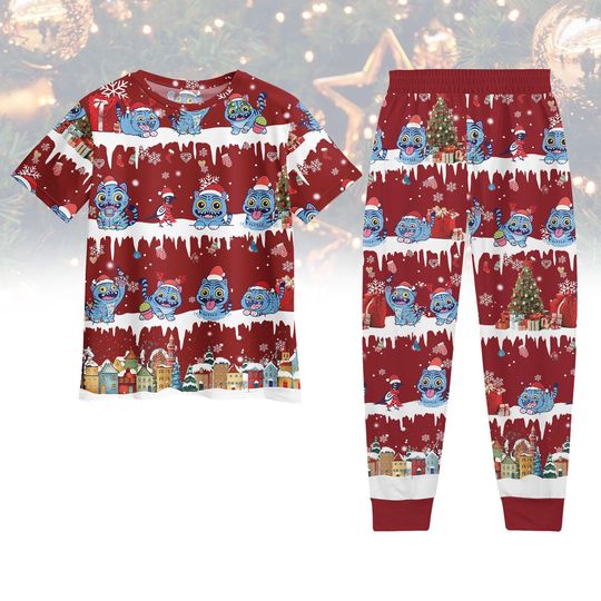 Derpy Tiger Christmas T-Shirt and Pants Set, Cute Holiday Outfit, Cozy Christmas Loungewear, Festive Gift for Him Her, Christmas Gift