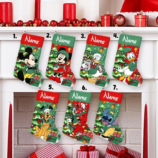 Discover Personalized Mickey Mouse Christmas Stocking, Mickey Mouse Friends Stocking Gift