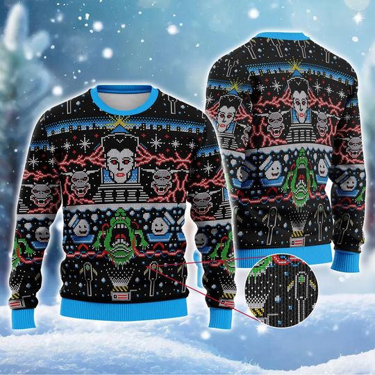 Ghostbusters Bustin X-mas Sweater, Ghostbusters Bustin Ugly Christmas Sweater