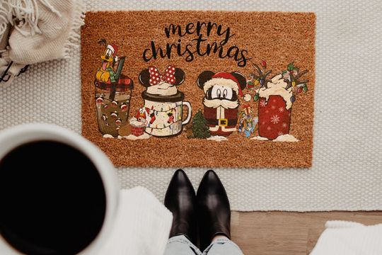 Discover Merry Christmas Doormat, Disney Christmas Welcome Mat, Mickey  Doormat, Home Decor,  Minnie Mouse Decor