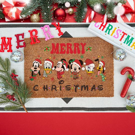 Discover Merry Christmas Lights Mickey Doormat, Christmas Mickey Decor, Christmas Doormat, Holiday Decor, Holiday Doormat,Mickey Christmas Gift