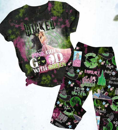 Wicked Witch Tshir Pants Pajamas Set, Wicked Broadway A New Musical Tshirt, Halloween Wicked Musical Gift, Horror Movie Pajamas