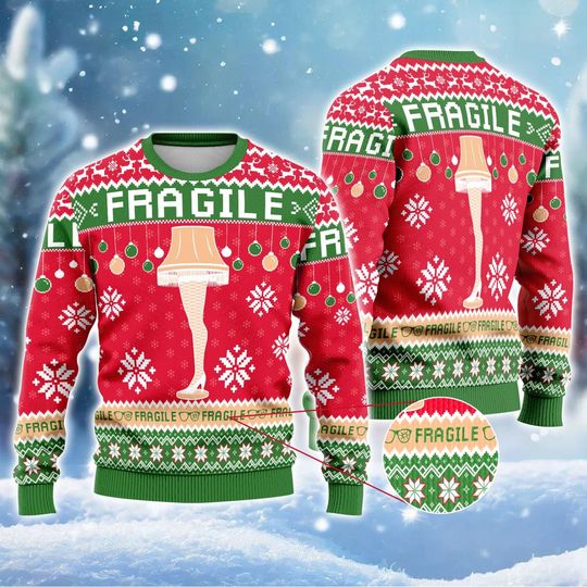 Fragile Leg Lamp Ugly Christmas Sweater, A Christmas Story Leg Lamp Shirt