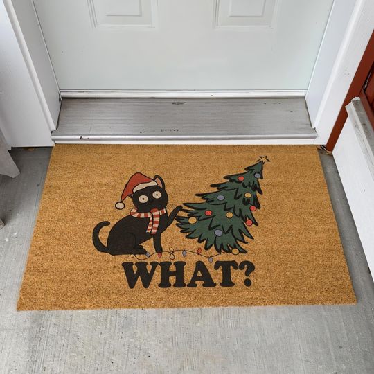 Discover Funny Cat Christmas Doormat, Jolly Enough Doormat, Doormat, Holiday Doormat, Christmas Cat Doormat, Christmas 2024