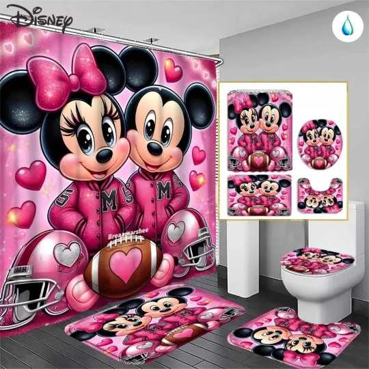 Discover Disney Cartoon Shower Curtain Set, Disney Cartoon Toilet Seat Cover Set
