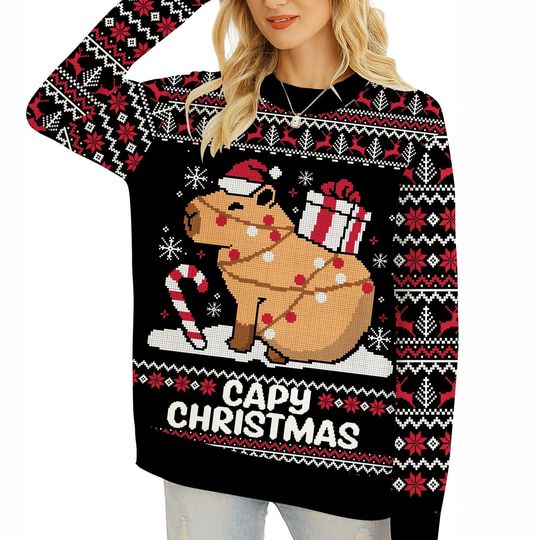 Capybara Ugly Christmas Sweater, Cute Capy Christmas Sweatshirt
