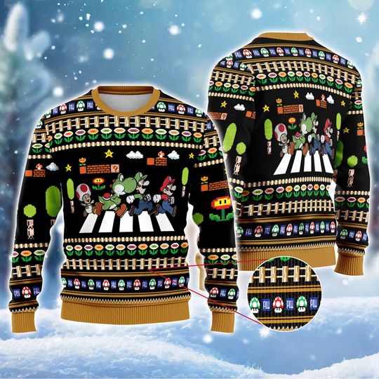 Discover Super Mario Ugly Christmas Sweater, Mario Bros Christmas Sweatshirt