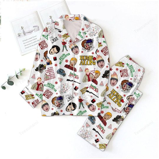 Discover Funny Christmas Movie Quote Pajama Set, Silky Holiday PJs, Cozy Festive Sleepwear Gift for Her