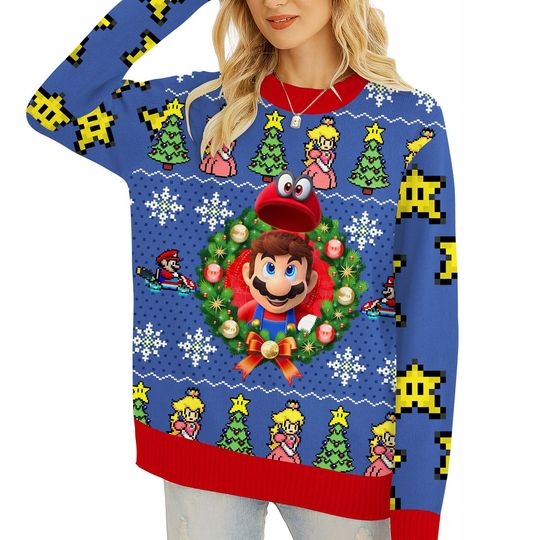 Super Mario Ugly Christmas Sweater, Mario Bros Christmas Sweatshirt
